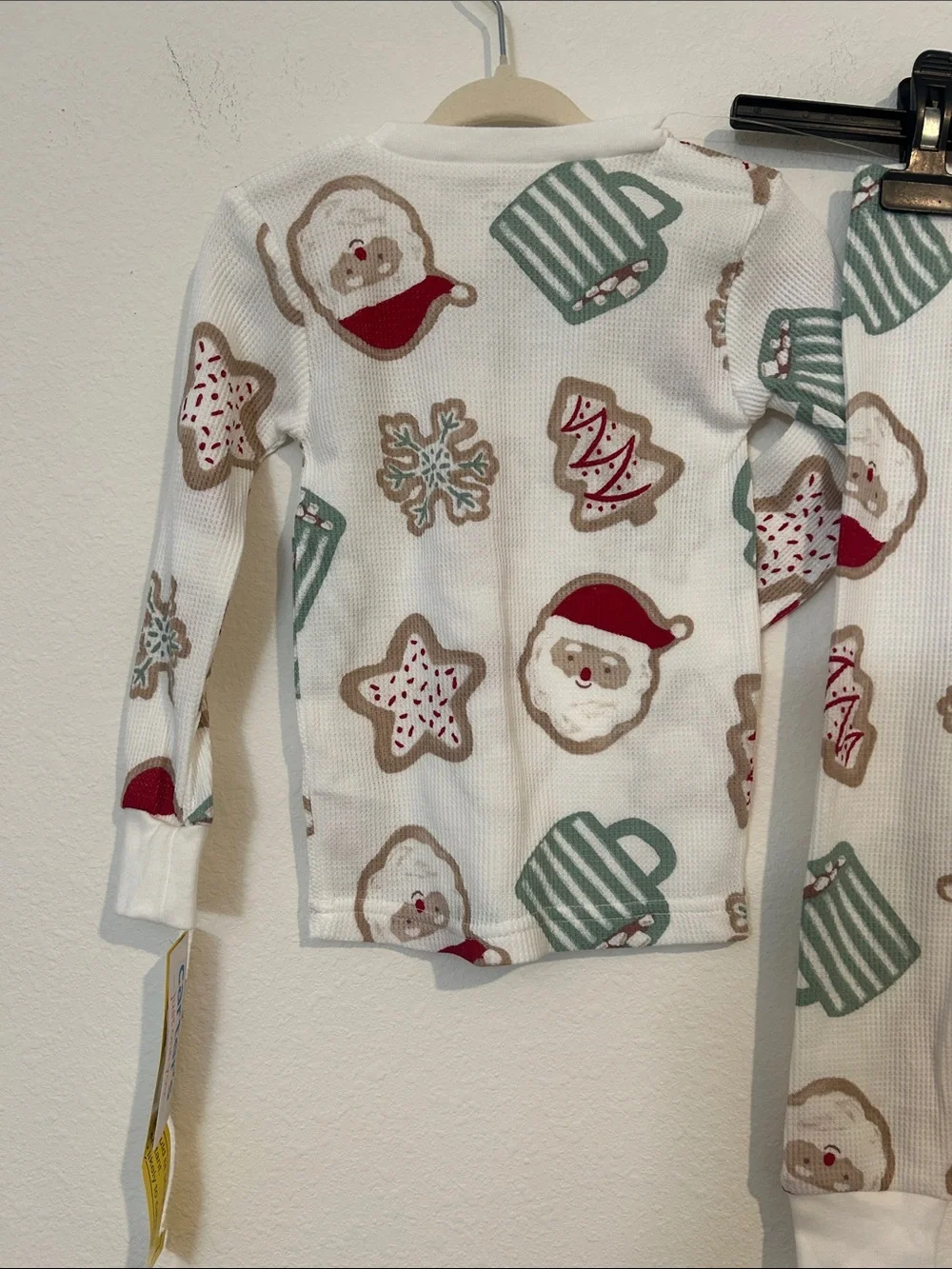 Kids Holiday Santa & Cookies Pajama Set - White